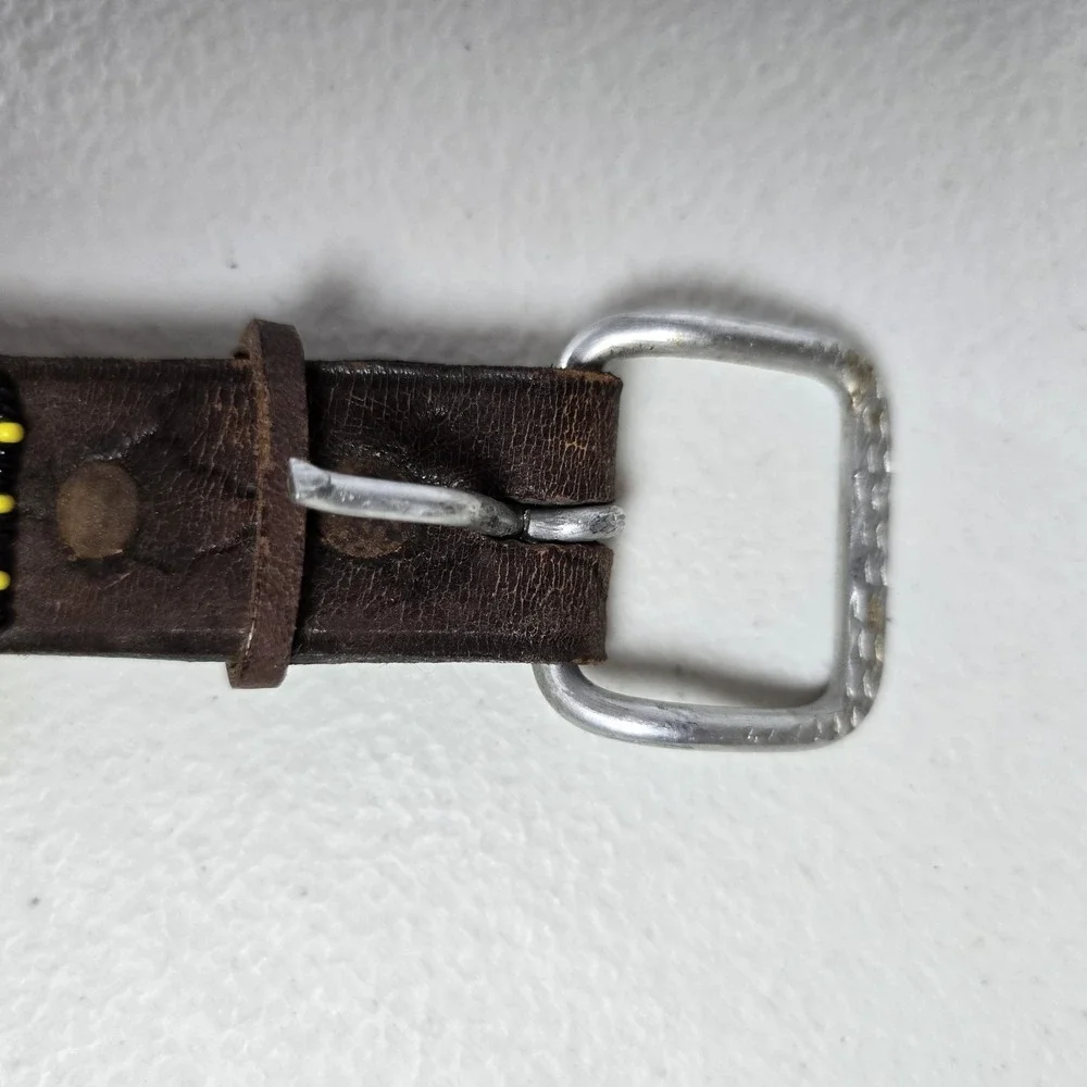 Vintage‎ Beaded Handmade Leather Belt 40